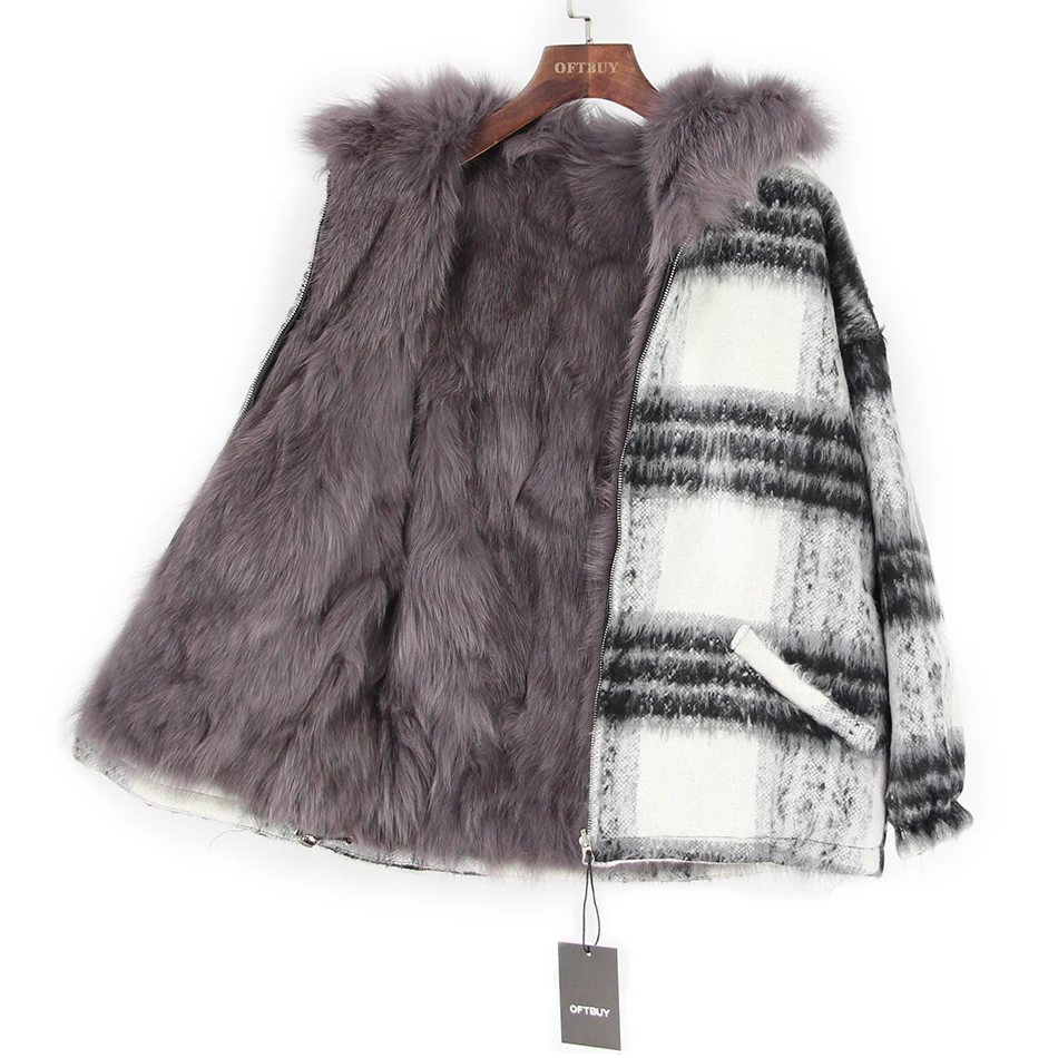OFTBUY Мода 2017 г. зимняя куртка для женщин пальто из натурального Лисьего Мех