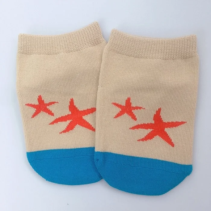 starfish Aikway/красивые хлопковые носки для новорожденных; носки с героями мультфильмов для маленьких мальчиков и девочек; носки-тапочки для малышей нескользящий носок; невидимые носки - Цвет: starfish