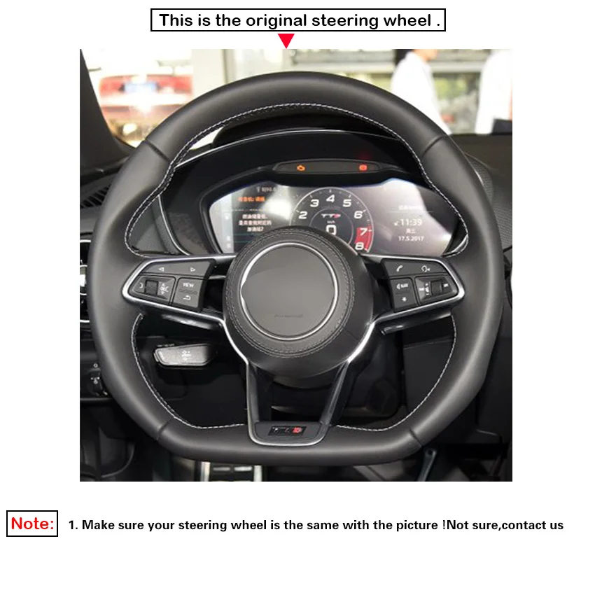 Черная замша DIY Ручная прошивка автомобиля рулевое колесо Крышка для Audi R8- TT- TTS- TT RS