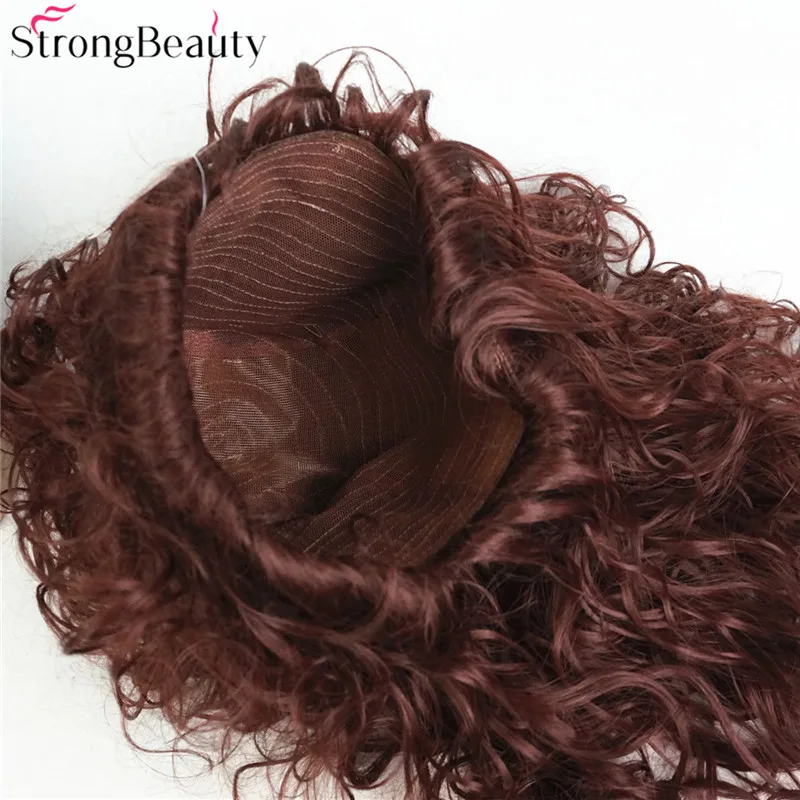 Strongbeauty синтетический парик с длинными вьющимися темно каштановый перетащите