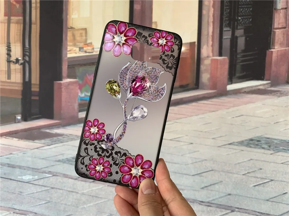 For Samsung Galaxy S6 Edge Plus Case TPU Color Lace Flower Drill Back Cover | Мобильные телефоны и аксессуары