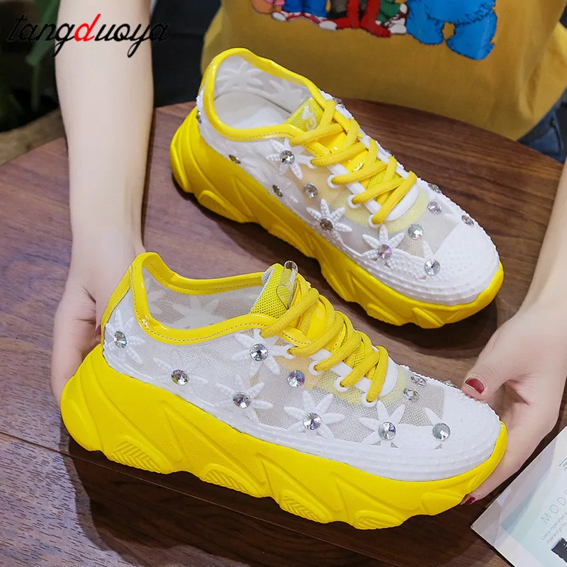 Женские кроссовки на платформе со стразами Размеры 35-41 | Обувь