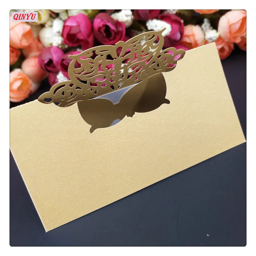 100 шт. лазерная резка карточка на сиденье в форме сердца свадебные карточки