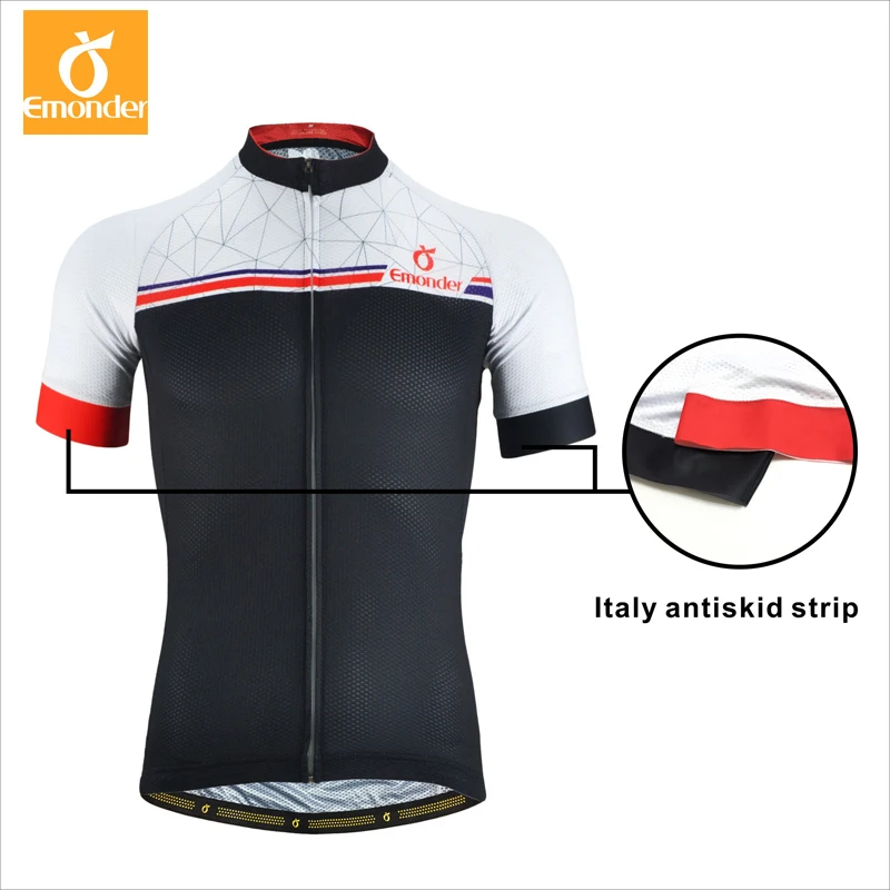 

New Listing EMONDER Cycling Jersey Short Sleeve Jersey White Mens Bicycle Summer Breathable Dry Men's Cycling Sport Jersey