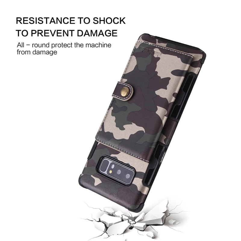 Роскошный армейский чехол Camoflage для Galaxy Note 9 8 S10e из искусственной кожи Samsung S9 S8 plus