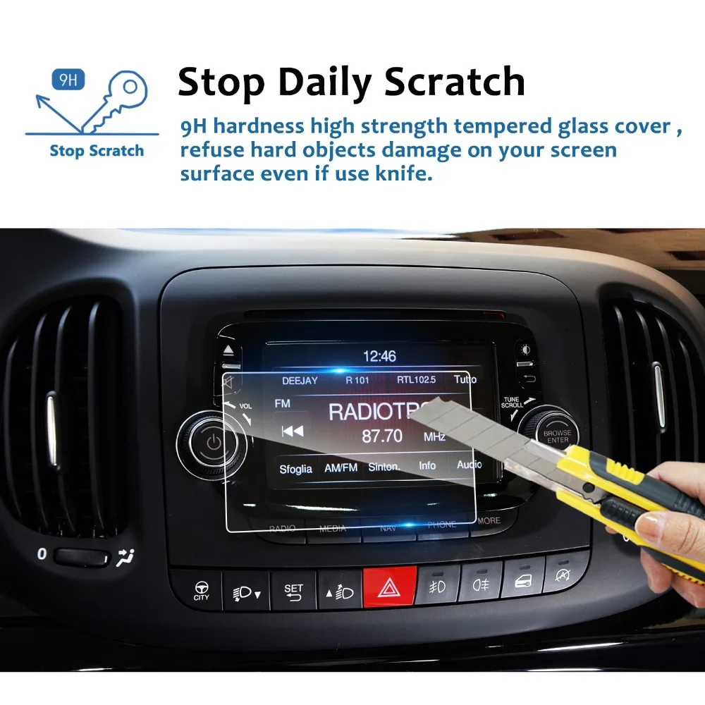 Экран ruiya, защитная пленка для Fiat 500L Uconnect, Автомобильный gps навигатор, сенсорный экран, 9 H, защита экрана из закаленного стекла