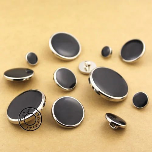 8 30 мм Серебряный край гладко черная круглая футболка с пуговицами костюм