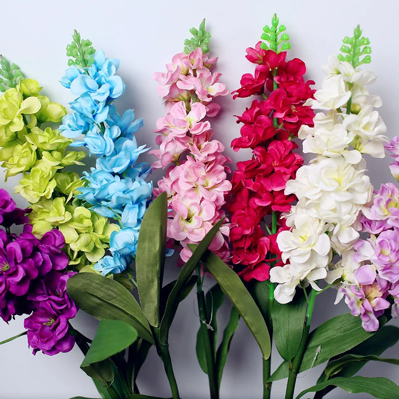 

10pcs Artificial Gilly Fake Larkspur Silk Violet Delphinium Beige/pink/rose red/purple colors Cymbidium Orchid Flowers