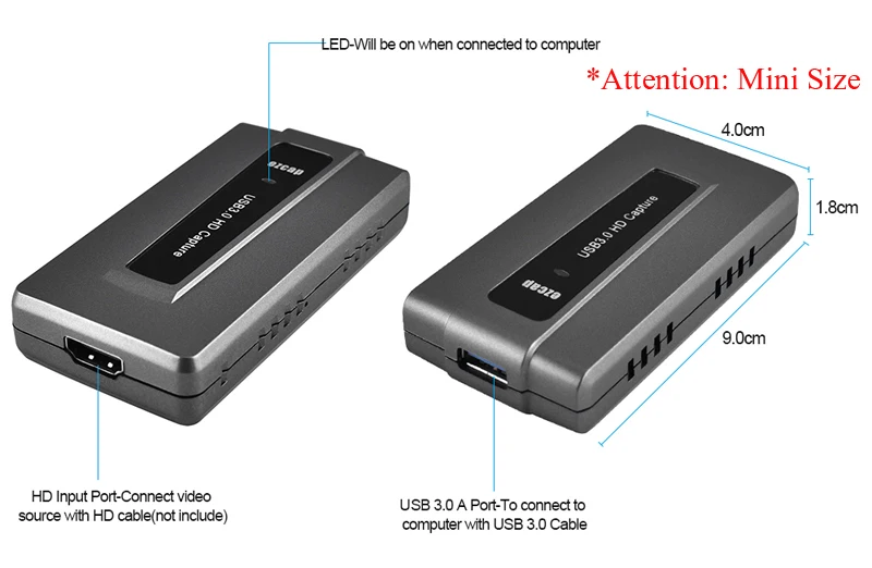 USB3.0 1080P 60fps HDMI   , hdmi  usb3.0, Windows/Linux/Mac Win10 Drive-