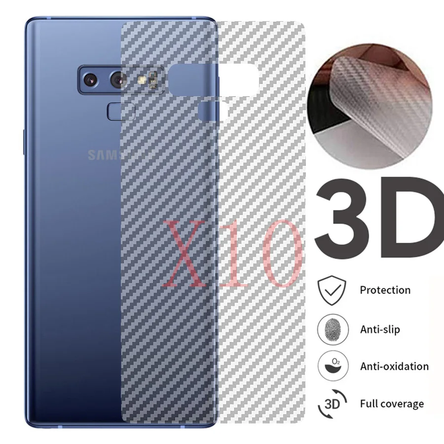 10 шт./Лот 3D углеродное волокно задняя крышка Защита экрана для Samsung Galaxy S6 S7 Edge S8 S9 S10