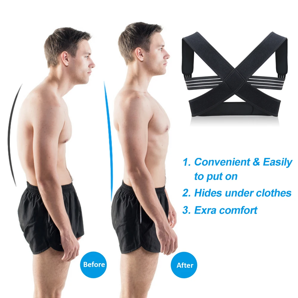 X-shape медицинская ключица поддержка спины Brace выпрямитель верхняя часть плеча позвоночника Поддержка Пояс Регулируемый Корректор осанки унисекс