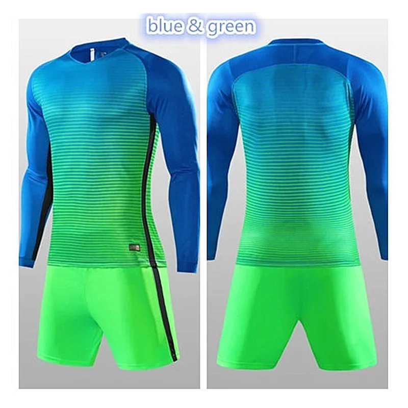 Blue Green Дышащие Детские футболки с длинными рукавами для футбола, спортивная одежда, спортивные костюмы для футбола, быстросохнущие детские футболки для футбола, спортивная одежда - Цвет: Blue Green
