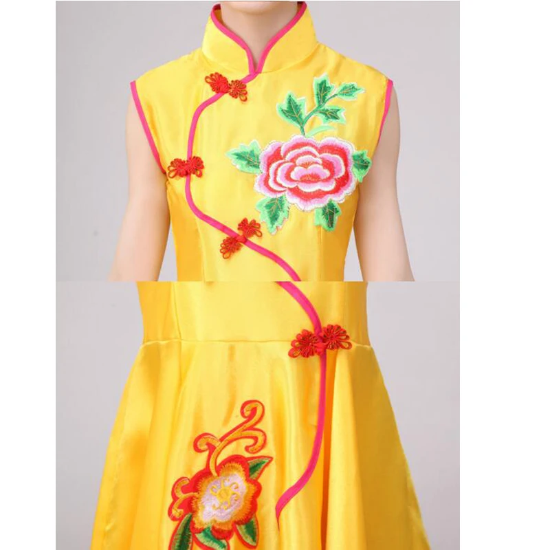 Детский костюм для девочек в китайском стиле комплект одежды танцев сценические