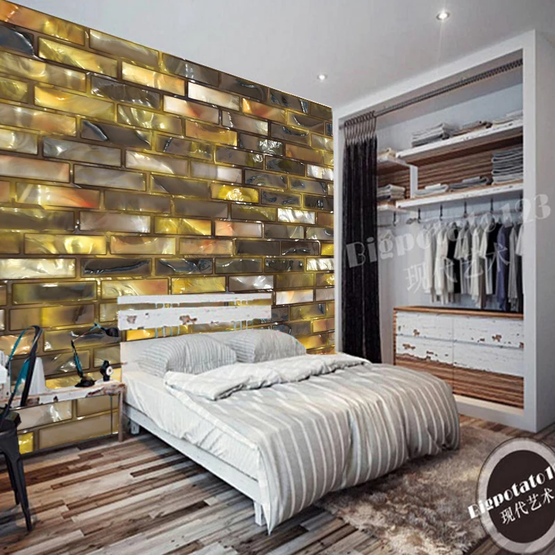 3D обои с современным дизайном цветная хрустальная кирпичная стена фотообои для