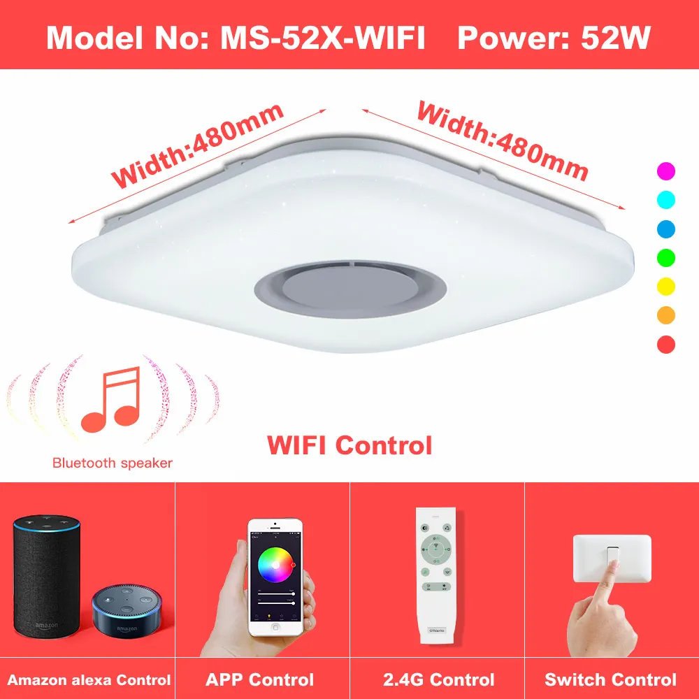 480 WIFI music 52W Современные светодиодные потолочные лампы Домашний Светильник ing 25 Вт 36 Вт 52 Вт приложение Bluetooth музыкальный светильник для спальни умный потолочный светильник - Цвет корпуса: 480 WIFI music 52W