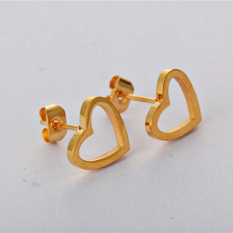 

gold color heart sharp Earrings steel earring