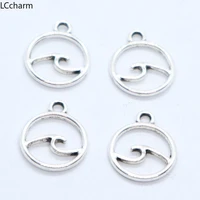60pcs alloy rose rose ocean wave round charms pendants 12x14mm diy jewelry findings