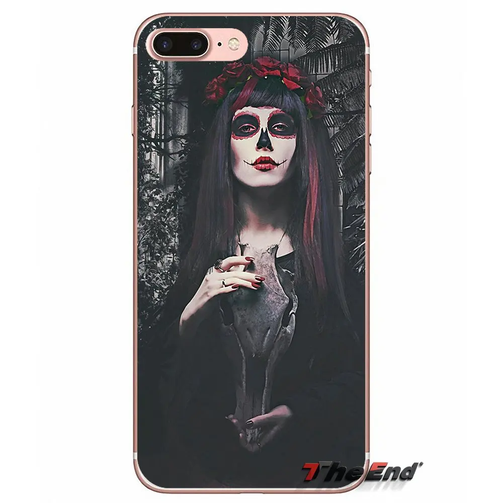 Для iPhone X 4 4S 5 5S 5C SE 6 6S 7 8 Plus Samsung Galaxy J1 J3 J5 J7 A3 A5 2016 2017 Catrina красивая Роза девушка череп