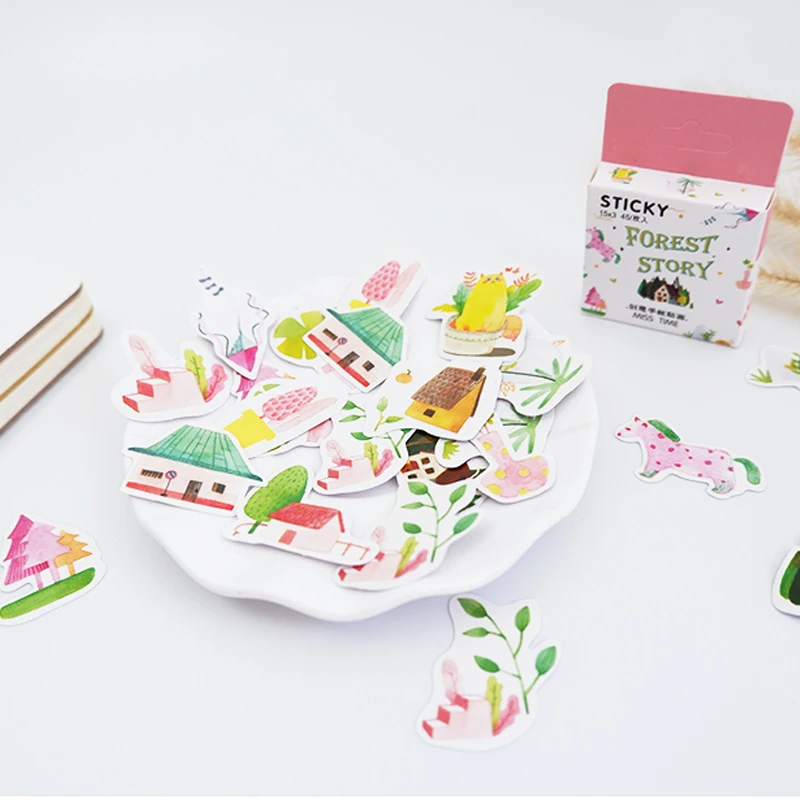

45 Pcs/box Forest plants paper sticker DIY decoration stickers diary photo album scrapbooking planner label stickers