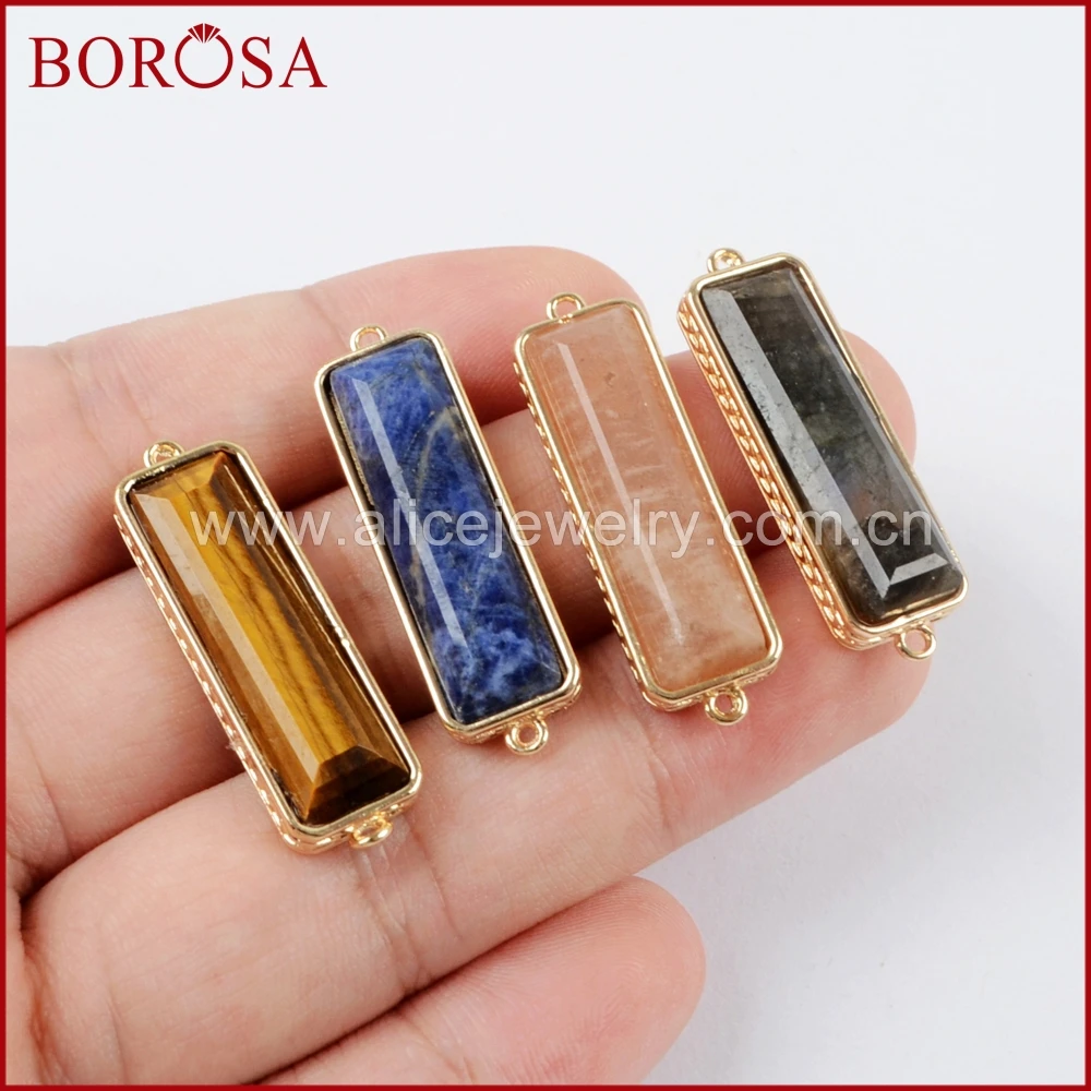 BOROSA 10 шт. прямоугольные натуральные разноцветные камни Druzy коннектор драгоценные