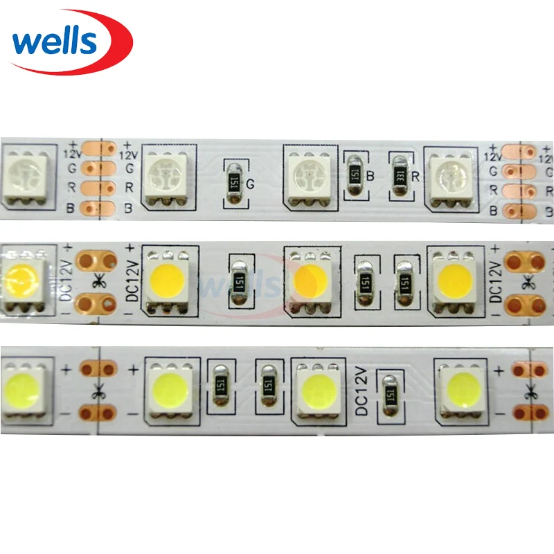 DC 12V 5050 Светодиодная лента fiexible светильник 60Led/m RGB белый теплый красный зеленый