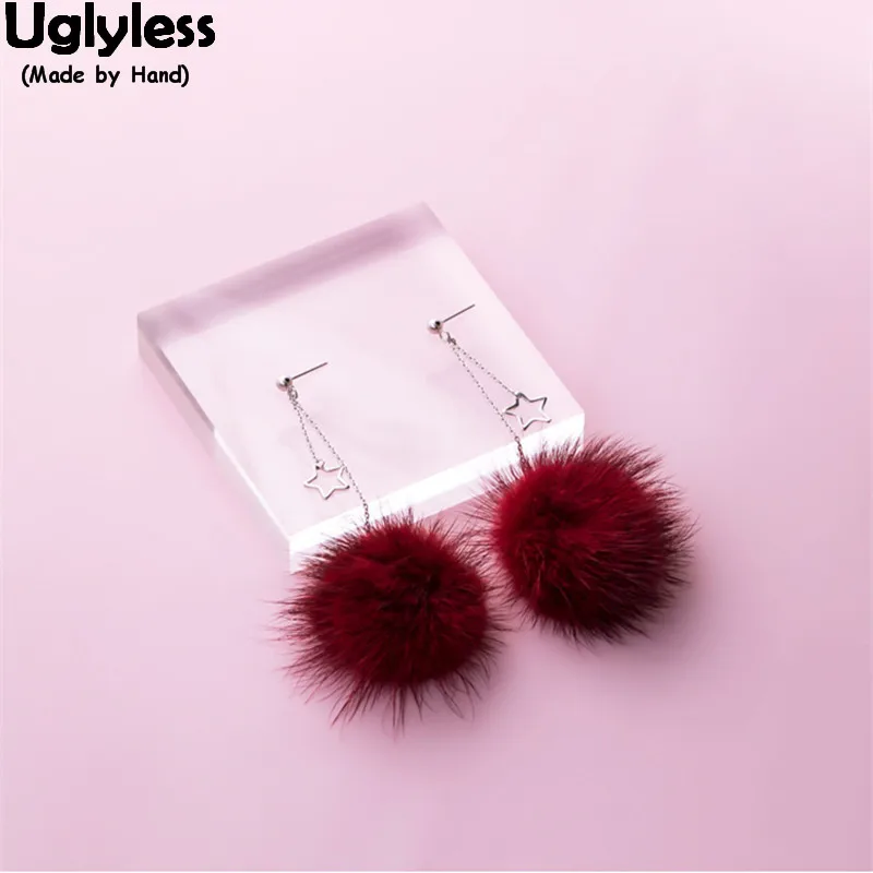 Uglyless Real 925 Sterling Silver Hollow Stars Earrings for Women Vacation Style Hairballs Summer Dress Long | Украшения и