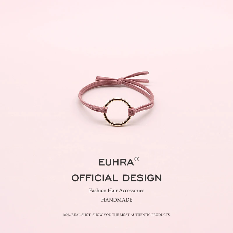 EUHRA 7 цветов, эластичные полосы обруча для волос, железное кольцо, высокая эластичность для женщин и девочек, детские модные аксессуары для волос, резинка для волос - Цвет: Pink