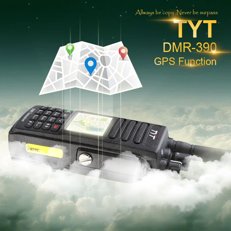 Newest GPS TYT IP-67 Waterproof Dust-proof 5W Digital Radio MD-390 UHF 400-480MHZ Voice Encryption DMR Walkie Talkie+Cable