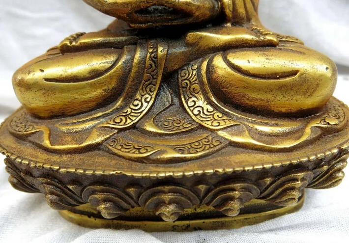 8 &quotКитай золоченой бронзы резные поддержка из-под пагода Скульптура будды