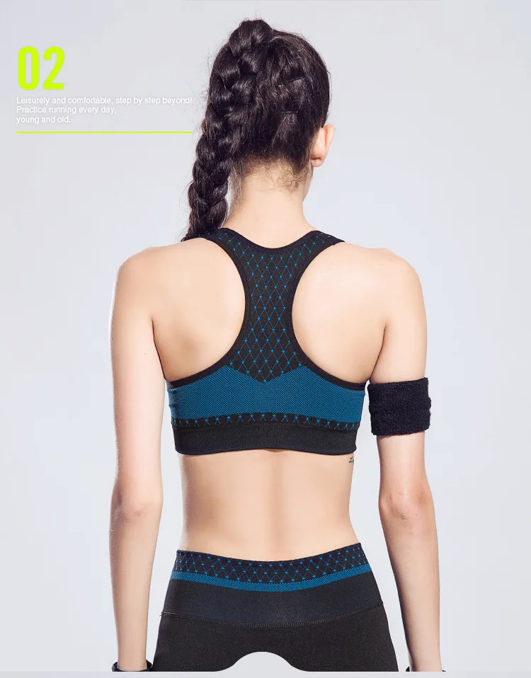 Спортивный бюстгальтер больших размеров со съемной губкой для бега фитнеса йоги