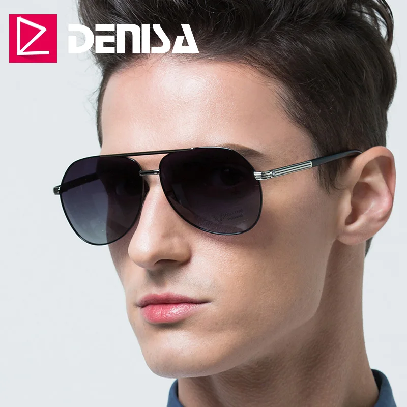 Фото Солнцезащитные очки DENISA G98156 для мужчин и женщин, зеркальные Поляризационные солнечные очки-авиаторы с защитой UV400 для вождения №2