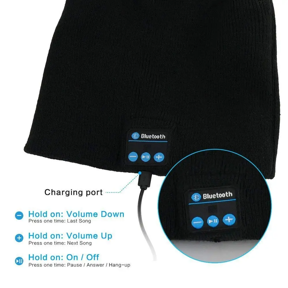 Bluetooth шапка Beanie Беспроводная гарнитура Музыка со встроенным стерео динамиком