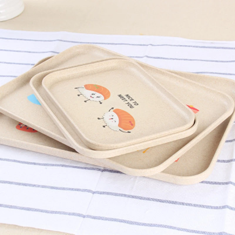 Экологичный прямоугольный пластиковый поднос для завтрака из пшеничного