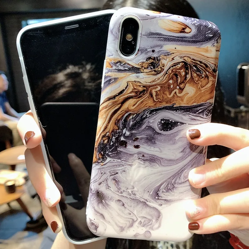 Цветной Художественный окрашенный чехол для телефона iPhone X XS Max XR Чехол под мрамор