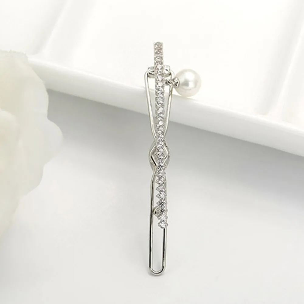 Женская заколка для волос LUOTEEMI с фианитами и искусственным жемчугом подружки