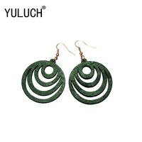 yuluch 2018 new 4 colors natural wood pierced vintage pendant earrings for woman art simple street jewelry girl accessories