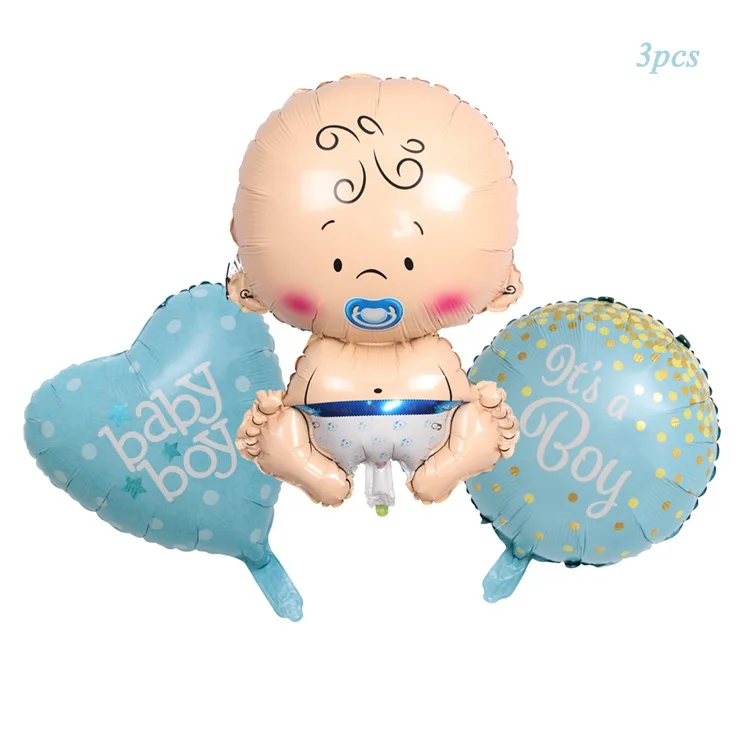 3pcs boy ballon LAPHIL Baby Shower баннер его мальчик девочка поставка шаров для праздников украшения для младенцев пол показать крещение Синий Розовый баллоны - Цвет: 3pcs boy ballon