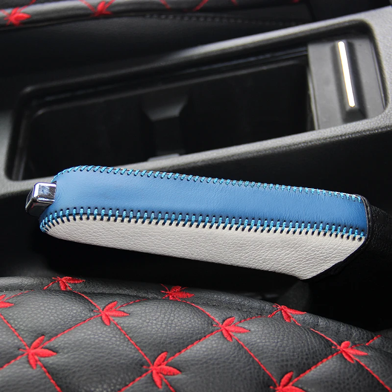 

LS AUTO Top genuine leather Case for handbrake For Hyundai Elantra hand brake cover top layer leather cover handbrake