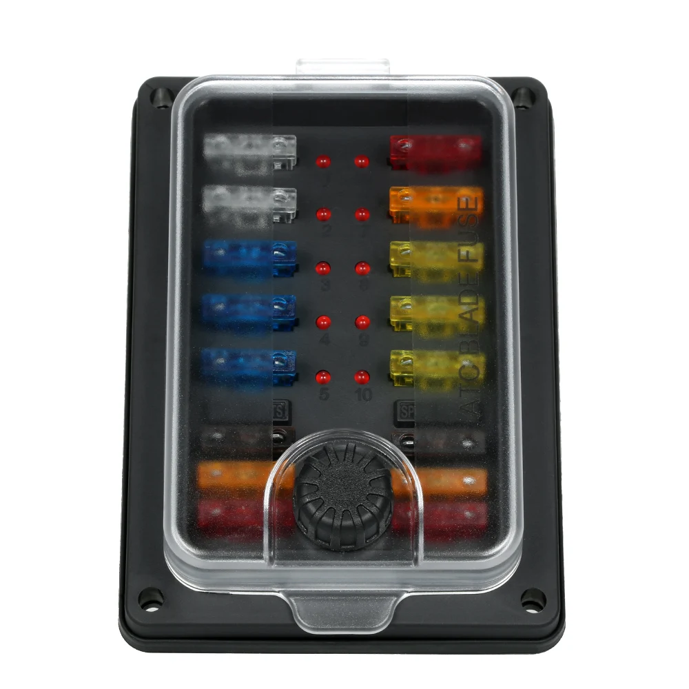 Высококачественный 10 полосный блок предохранителей со светодиодной лампой для