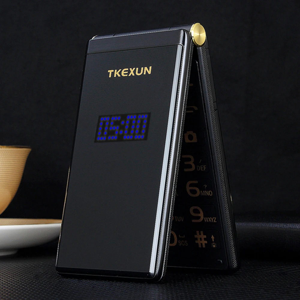 Tkexun разблокировка флип 3g WCDMA сенсорный дисплей старший мобильный телефон SOS