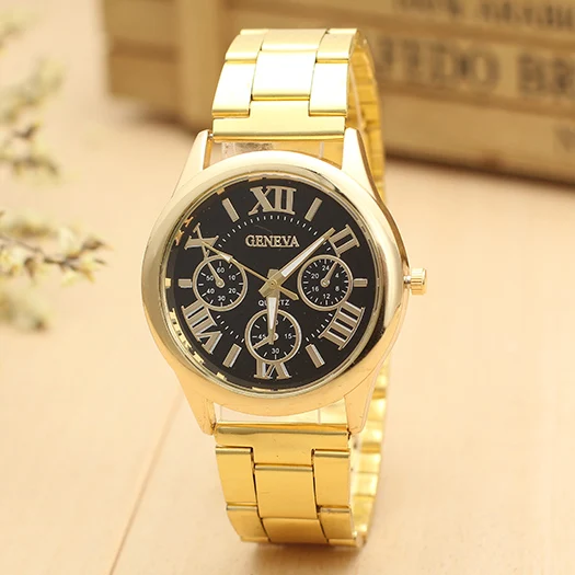 Часы GENEVA женские часы римские цифры Кварцевые Мужские наручные из нержавеющей
