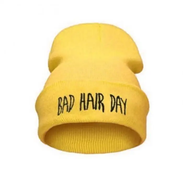 Модные спортивные теплые зимние шапки с надписью «Bad Hair Day», шапки бини для женщин и мужчин, вязаные шапки в стиле хип-хоп, шапки унисекс
