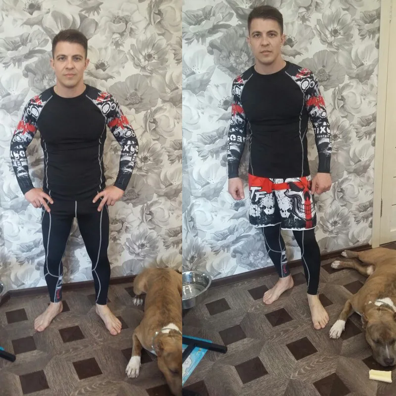 Мужской компрессионный костюм rashgard комплект мужской одежды для фитнеса MMA
