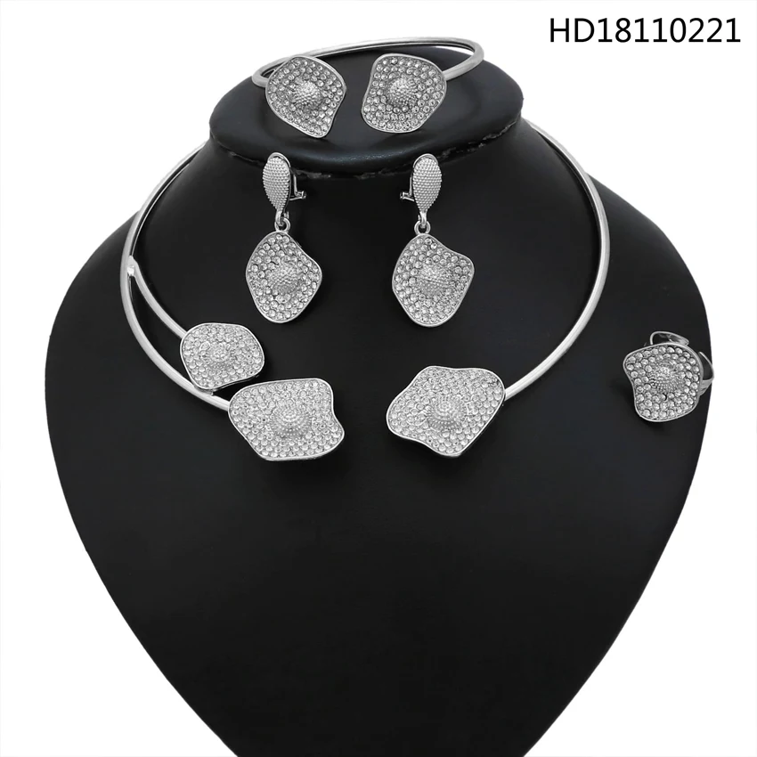 Yulaili золото цвет яйцо Chocker высокое качество кристалл крышка ювелирные изделия набор украшений для женщин Свадебные - Окраска металла: Silver