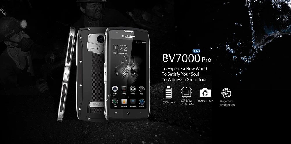 Blackview bv7000 Pro 4 г IP68 Водонепроницаемый смартфон 5.0 дюймов mtk6750t Octa core Android 6.0 мобильный телефон 4 ГБ+ 64 ГБ 13MP сотовом телефоне