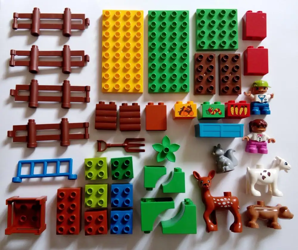 GOROCK Большой размер DIY Happy Farm Happy Zoo с животными набор Duplo блоки кирпичи развивающие детские игрушки для детей подарки на день рождения