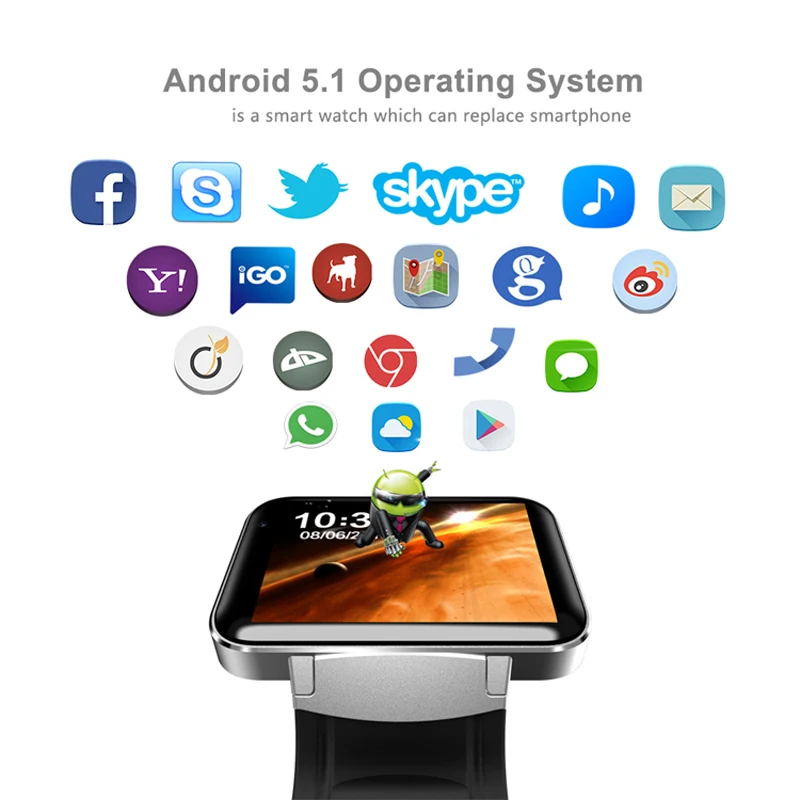 Pewant New Bluetooth Smart Watch DM98 With Camera WCDMA GPS Android 5.1 OS 3G MTK6572 Dual Core 1.2GHz 4GB ROM Sport Smartwatch |