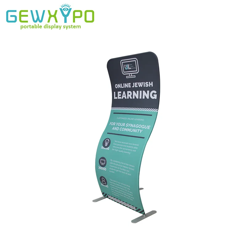 

Trade Show Premium Vertical S Shape Portable Advertising Tension Fabric Banner Display Stand With Full Color Graphics Printing