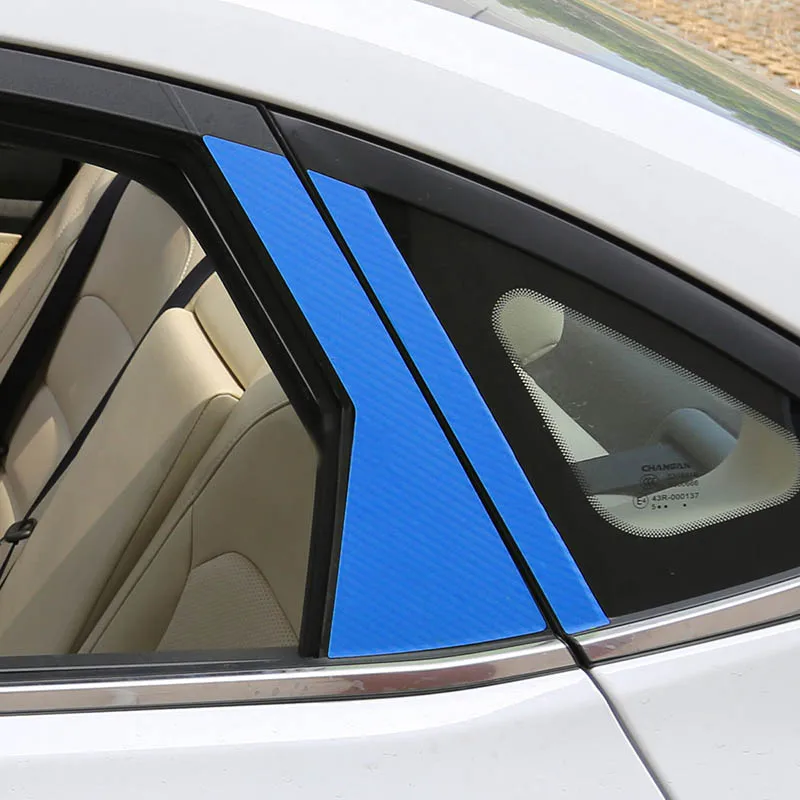 Lsrtw2017 Carbon Fiber Car Window Middle Pillar Sticker Trims for Changan Alsvin V7 2013