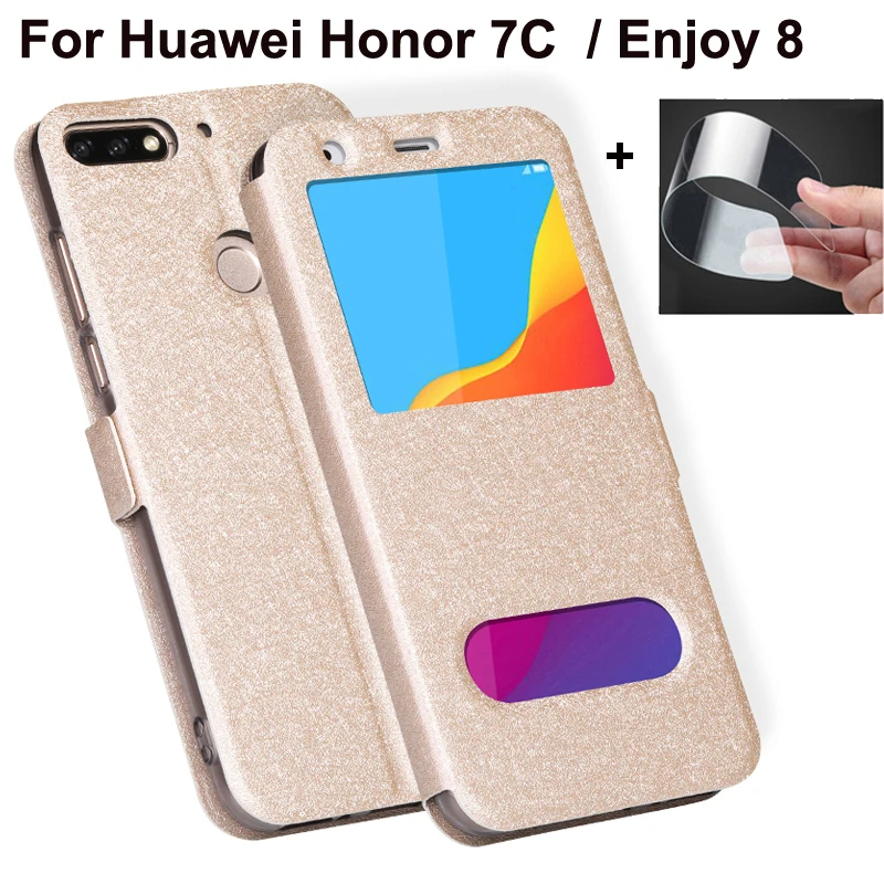 Чехол с открытым окошком для Huawei Honor 7C чехол Honor7C чехлы из искусственной кожи Enjoy 8